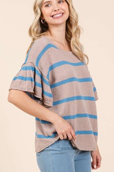 Soledad® | Striped knit top with flounced sleeves