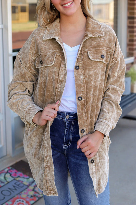 Ana Maria® | Vintage khaki oversized jacket in a distressed mineral wash