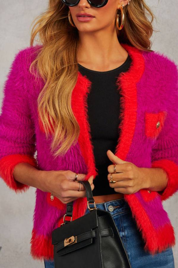 Yolanda® | As if fluffy two-tone cardigan