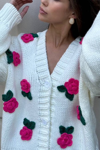 Poppy® | Rose knit sweater cardigan