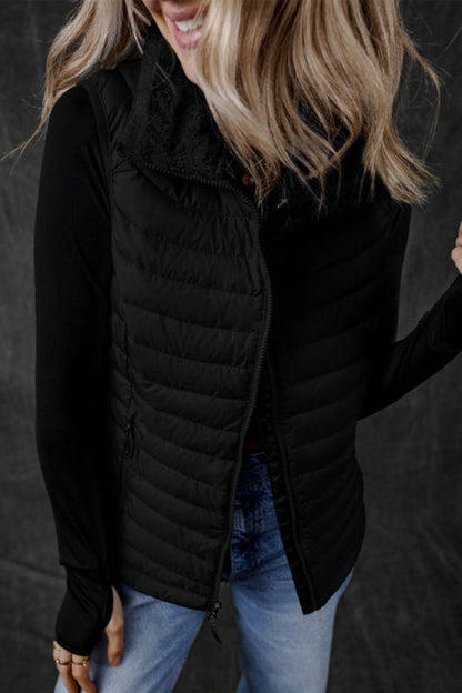 Alyssa® | Quilted vest with zip and plush collar