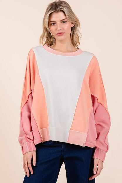 Tamara® | Mittoshop Mineral Wash Color Block Sweatshirt