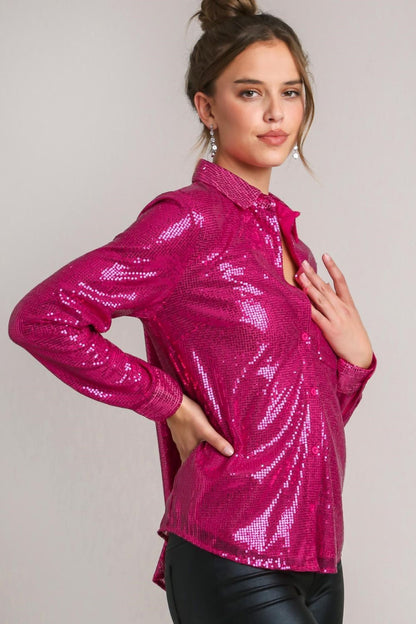 Teresa® | Long-sleeved shirt with sequins and side chest pocket