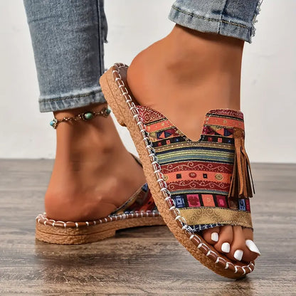 Vanessa® | Ethnic style flat sandals with tassel