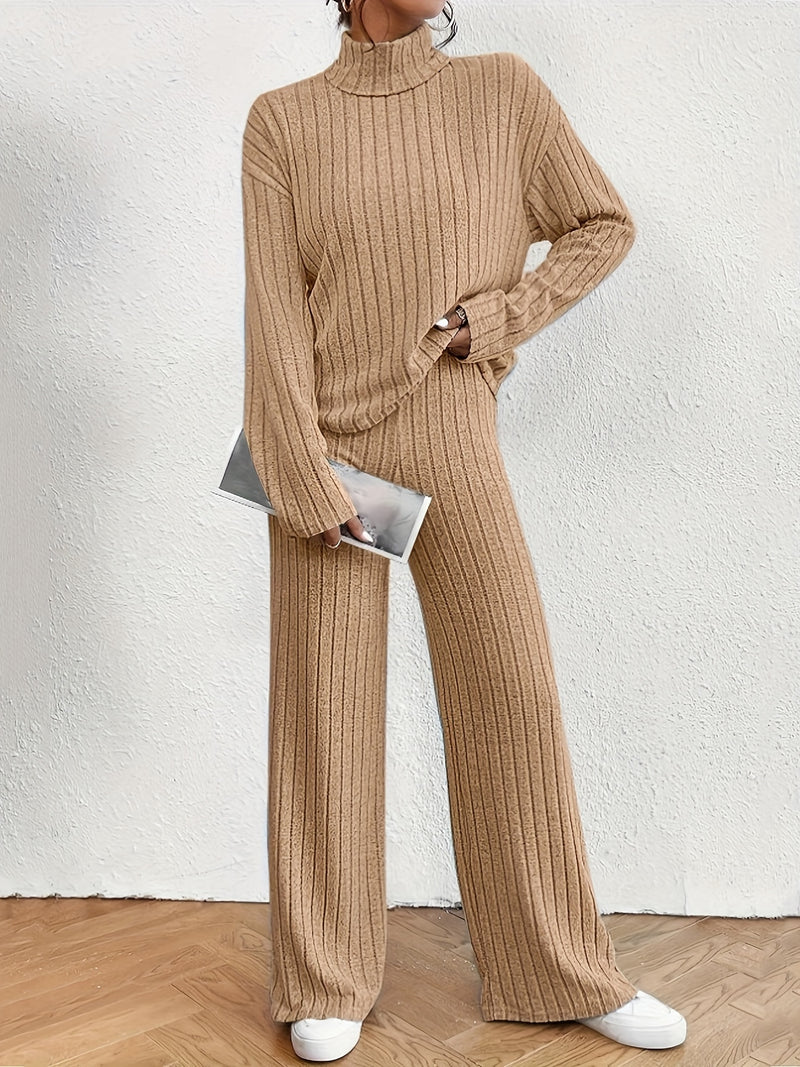 Andrea® | Comfortable turtleneck top and flared pants set for women