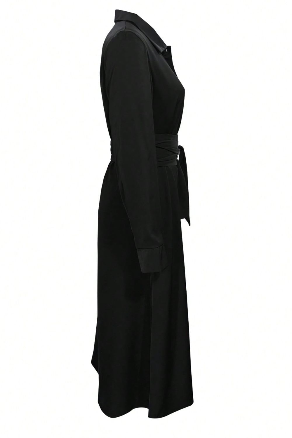 Tess® | Long sleeve midi shirt dress with collar neckline