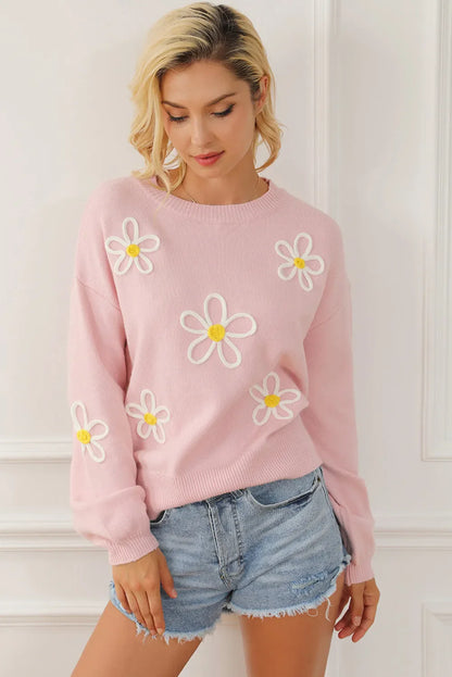 Teresa® | Floral sweater with a crew neck and dropped shoulders