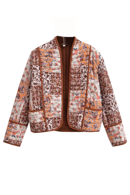 Wilhelmina® | Fashion printed loose casual cardigan short quilted cotton jacket