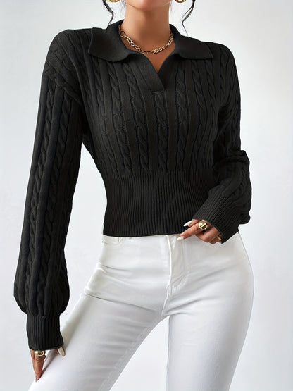 Adelina® | Twisted, structured knitted V-neck sweater