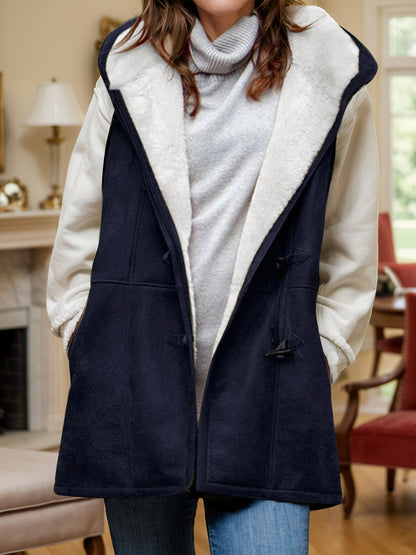 Alicia® | Fluffy vest coat with hood and pockets