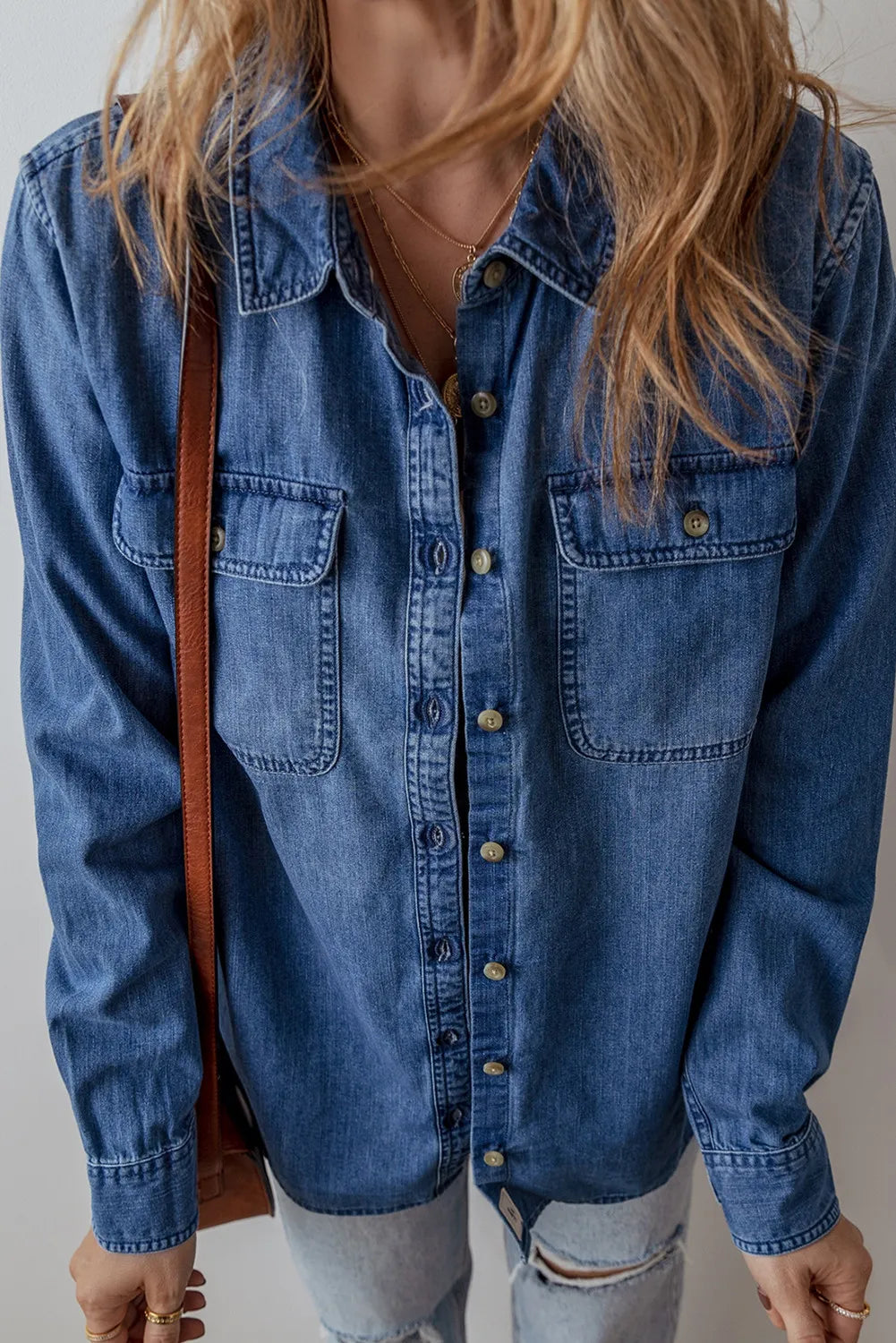 Viviana® | Buttoned, long-sleeved denim jacket