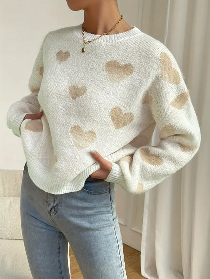 Adriana® | Charming Sweater With Heart Pattern And Shoulders