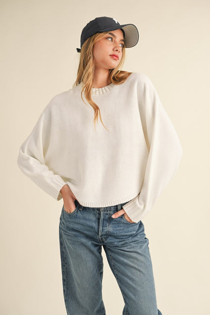 Alicia® | Short crew neck sweater with dolman sleeves from Mable