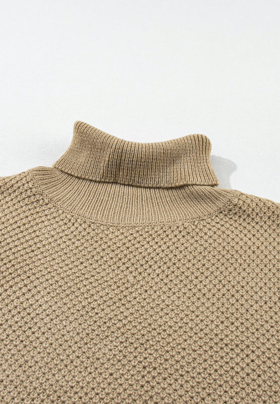 Pink® | Solid color turtleneck sweater with short sleeves