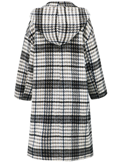 Abigail® | Checked double breasted long sleeve coat