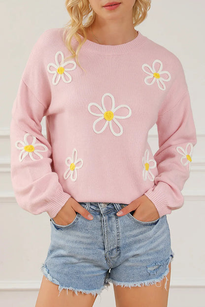 Teresa® | Floral sweater with a crew neck and dropped shoulders