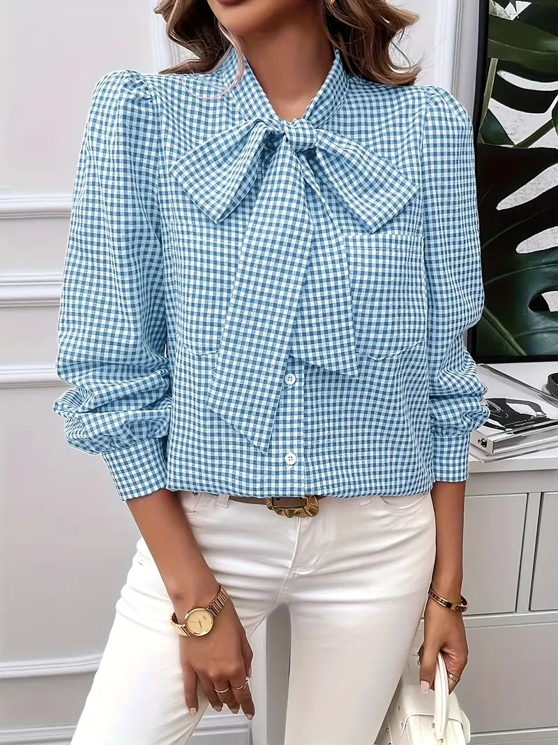 Quirina® | Cotton blouse with bow tie