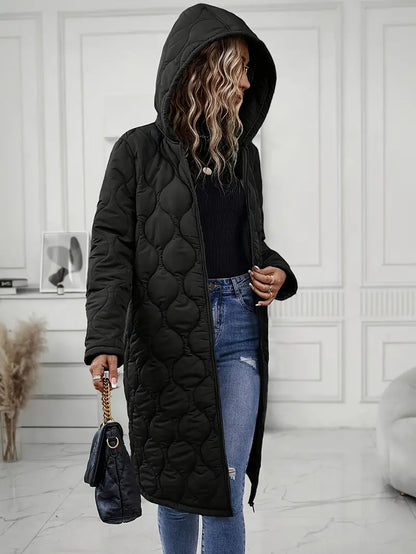 Yvette® | Luxurious long quilted outerwear with hood