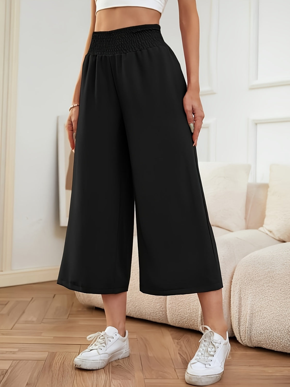 Phaedra® | Wide leg trousers with elastic waist