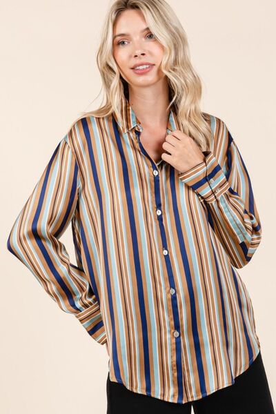 Trinidad® | Striped button-down satin shirt