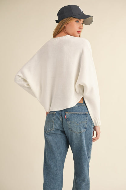 Alicia® | Short crew neck sweater with dolman sleeves from Mable