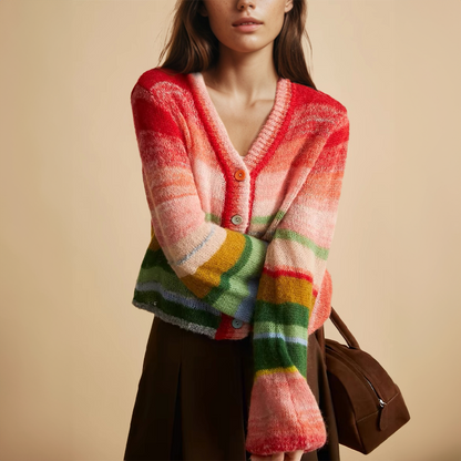 Verónica® | Retro cardigan with multicolored stripes