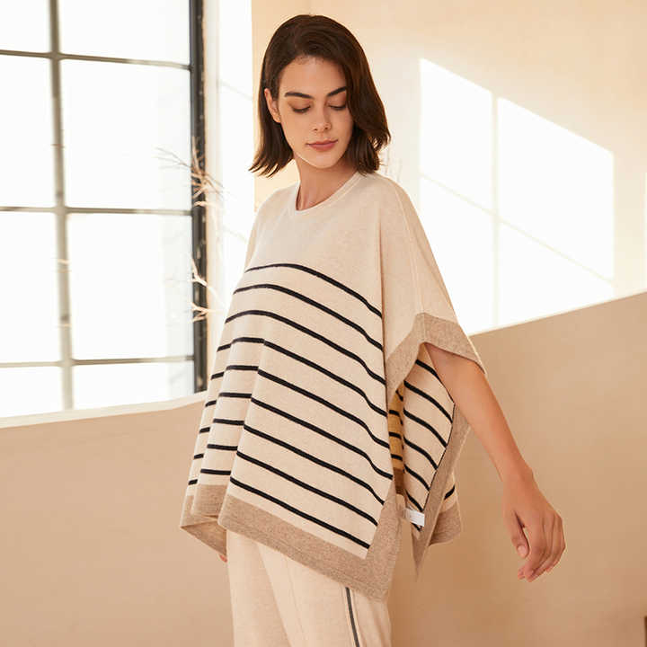 Yadira® | Luxurious striped loose poncho for stylish women