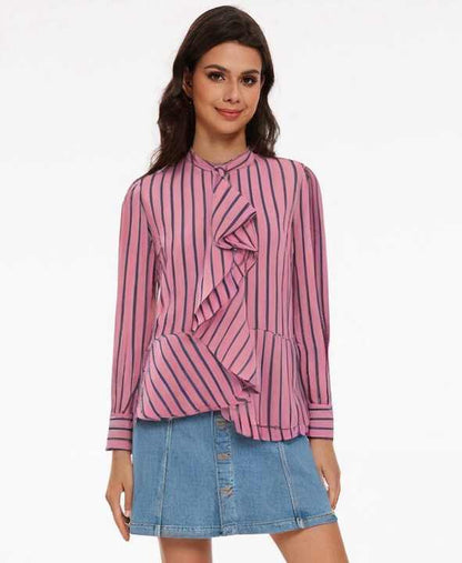 Yolanda® | Elegant striped blouse with ruffles