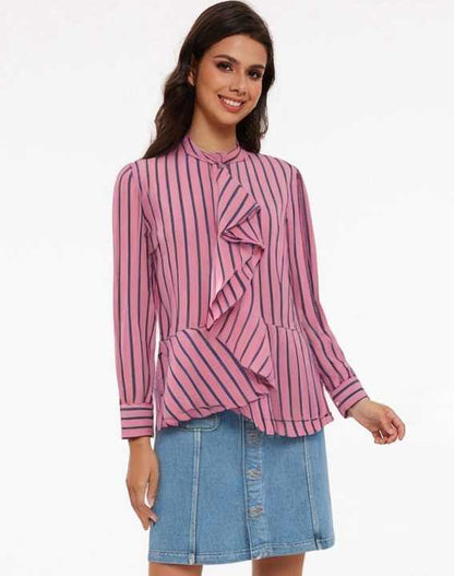 Yolanda® | Elegant striped blouse with ruffles