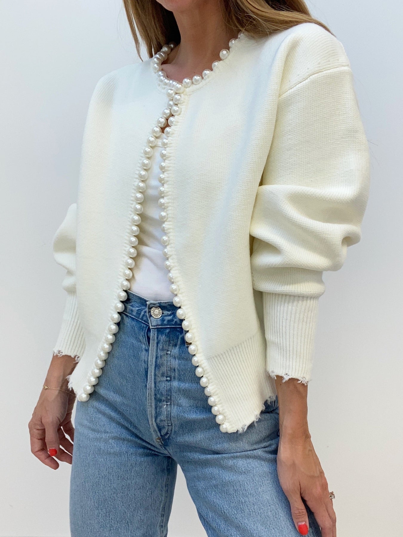 Susana® | Beaded cardigan with ripped hem