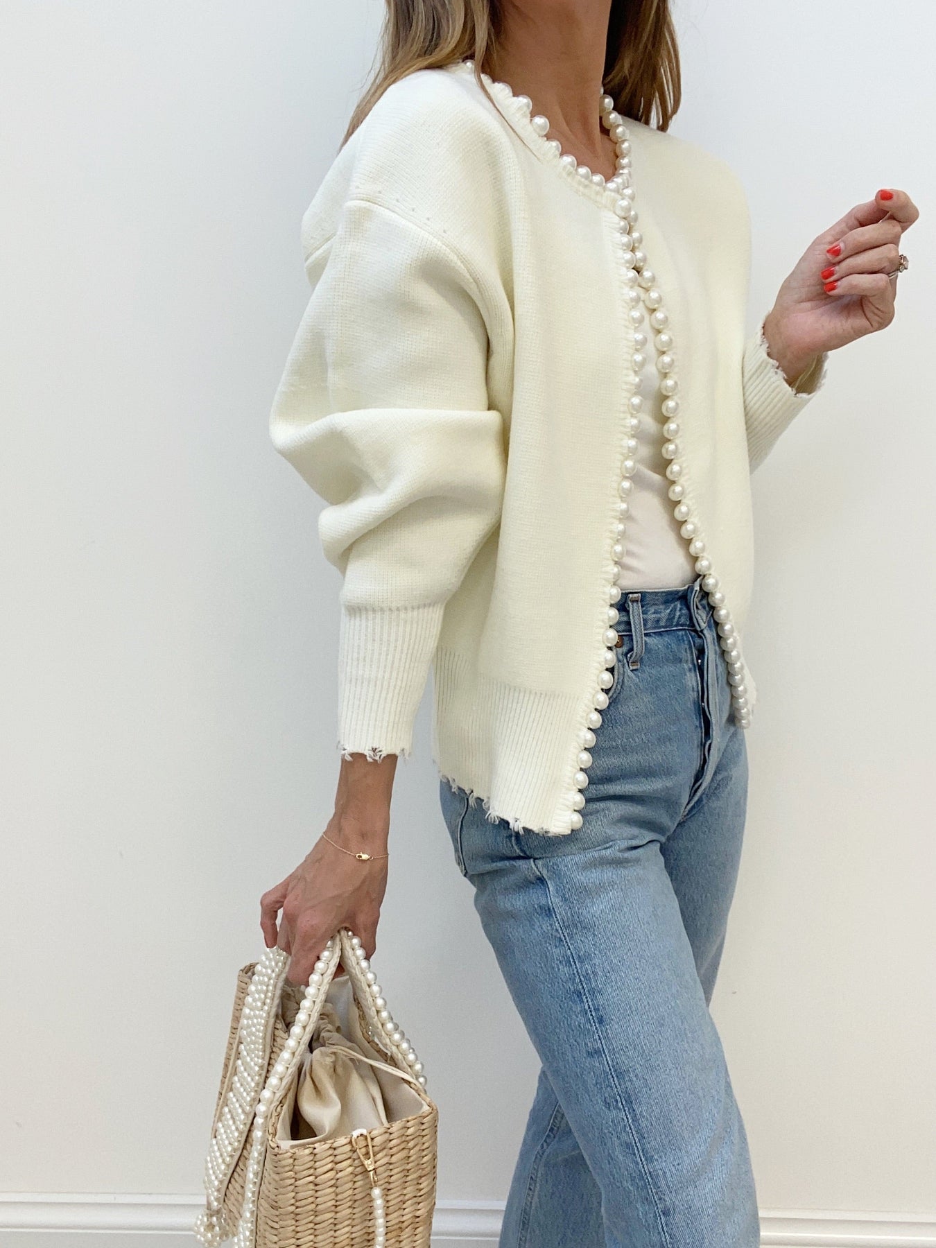 Susana® | Beaded cardigan with ripped hem