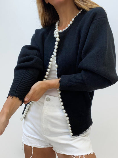 Zelda® | Beaded Cardigan With Frayed Hem