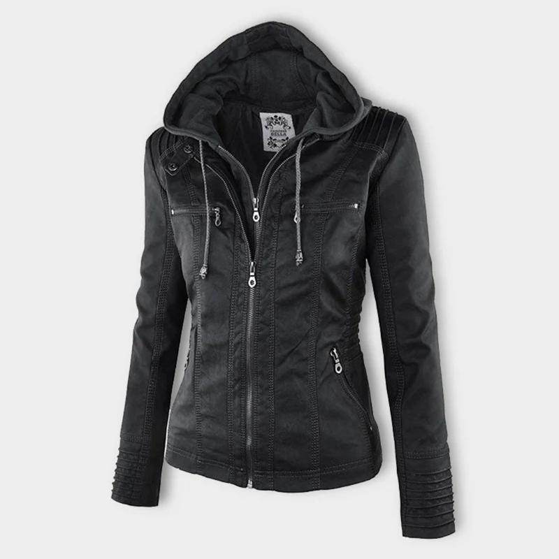 Tatiana® | Leather jacket with hood