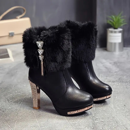 Tania® | Women's Faux Rhinestone Decor High Heeled Short Boots