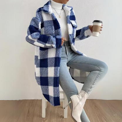 Pilar® | Casual long checked coat