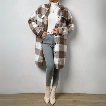 Pilar® | Casual long checked coat