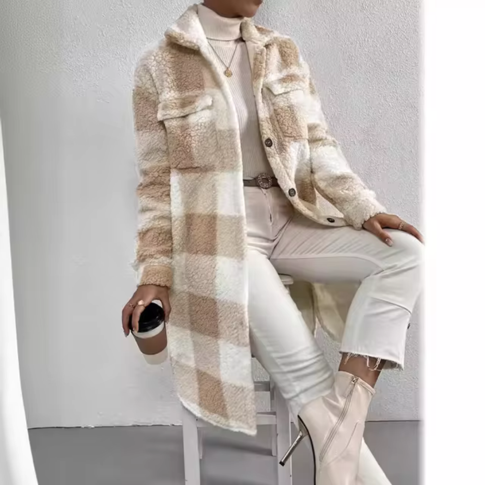 Pilar® | Casual long checked coat