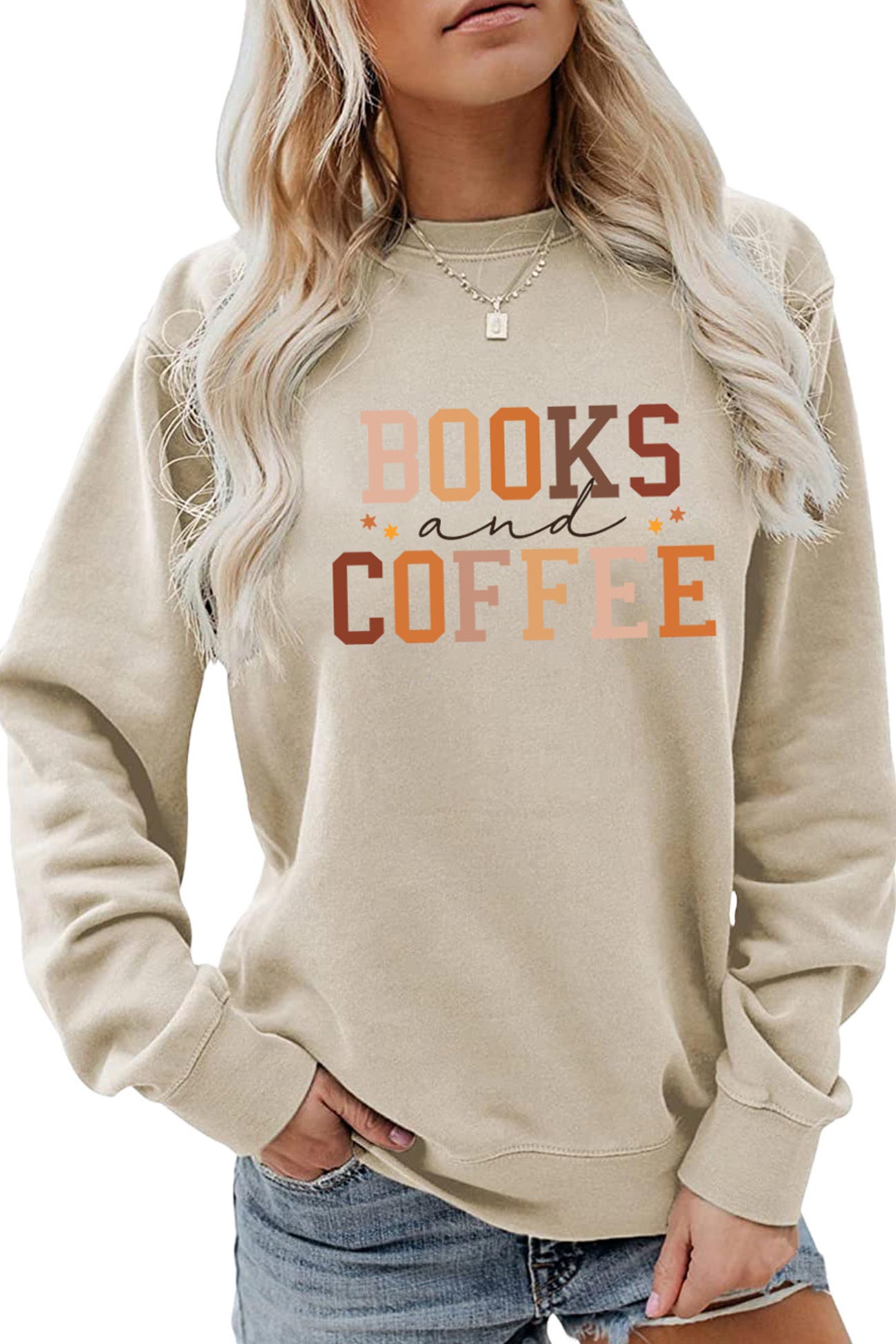 Alicia® | Books Coffee Letters Printed Sweatshirts