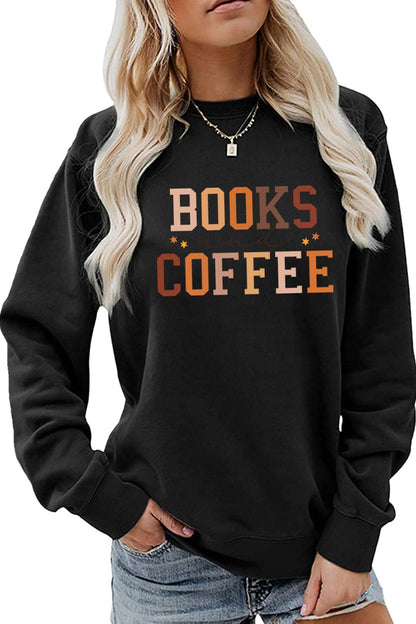 Alicia® | Books Coffee Letters Printed Sweatshirts