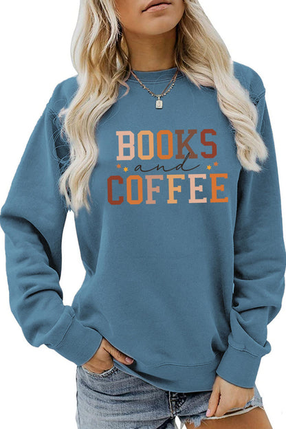 Alicia® | Books Coffee Letters Printed Sweatshirts