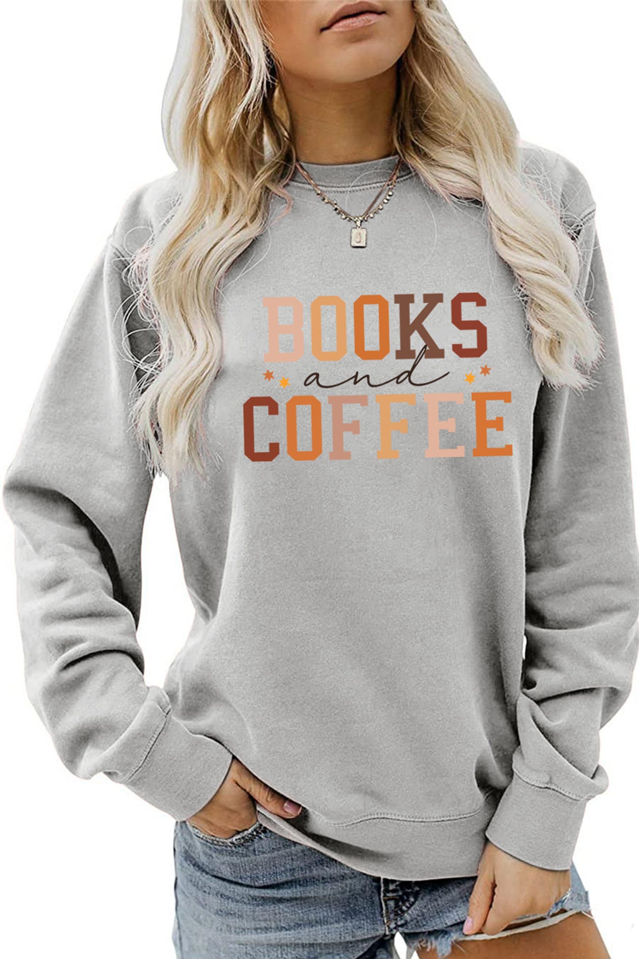 Alicia® | Books Coffee Letters Printed Sweatshirts