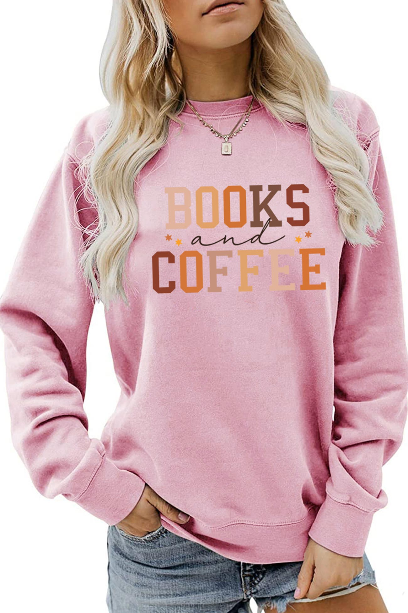 Alicia® | Books Coffee Letters Printed Sweatshirts