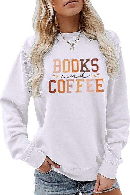 Alicia® | Books Coffee Letters Printed Sweatshirts