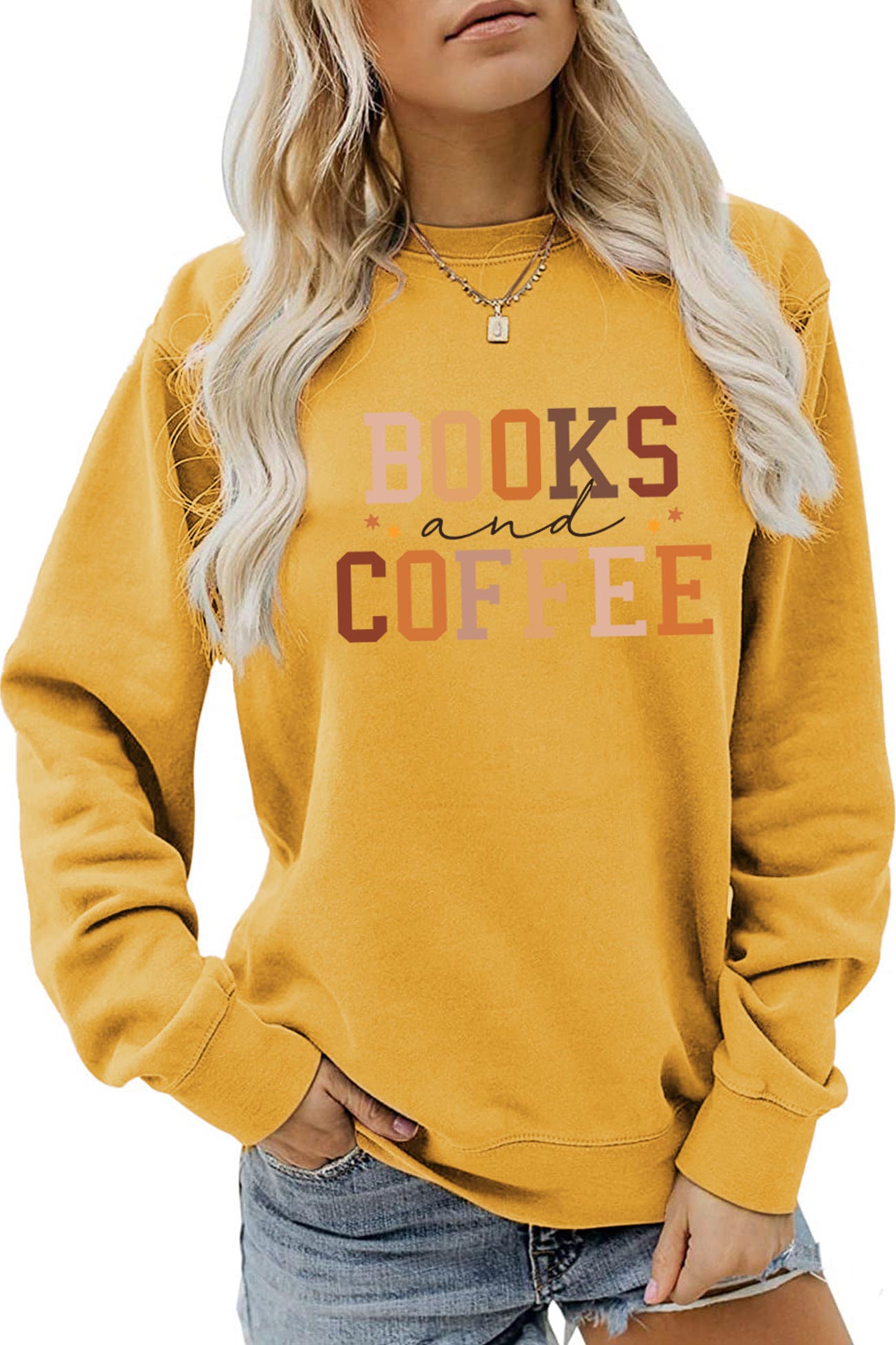 Alicia® | Books Coffee Letters Printed Sweatshirts