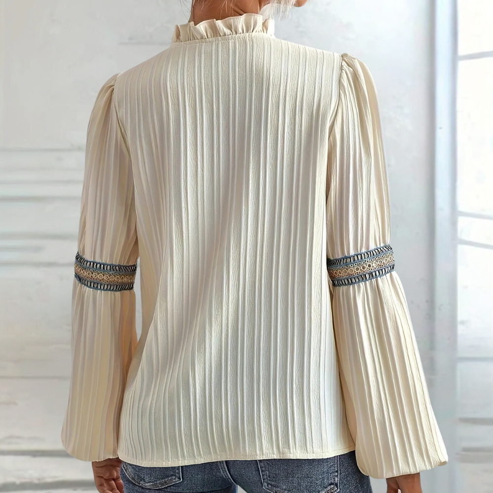 Talia® | Stylish women's blouse with V-neck and stylish ruffles