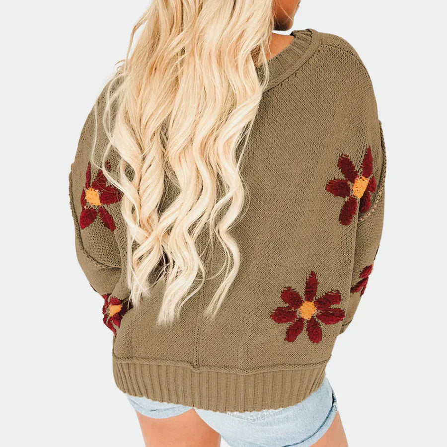 Ana Maria® | Women's knitted sweater with a floral pattern