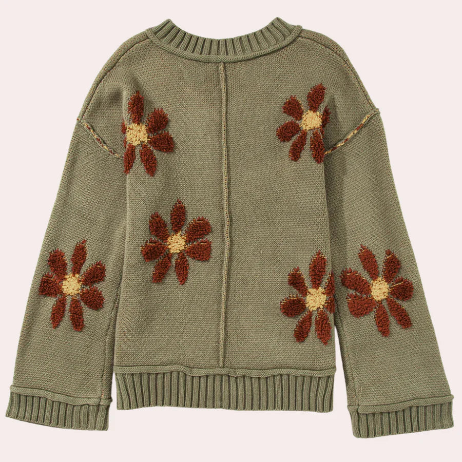 Ana Maria® | Women's knitted sweater with a floral pattern