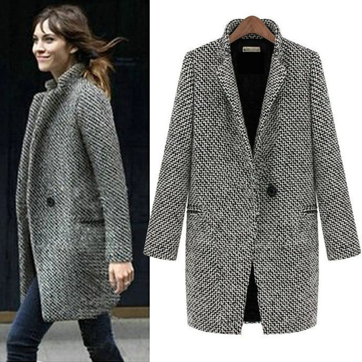 Yasmina® | Long houndstooth coat for elegance and comfort