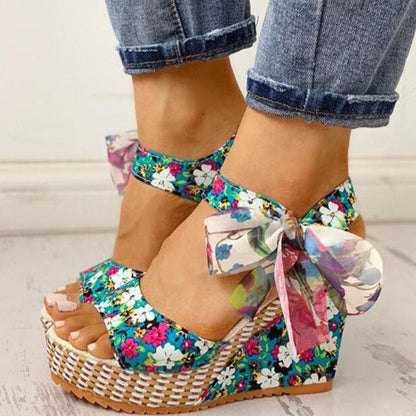 Ana® | Wedge sandals with a floral pattern