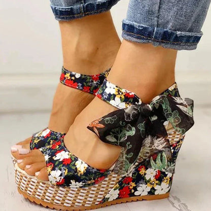 Ana® | Wedge sandals with a floral pattern